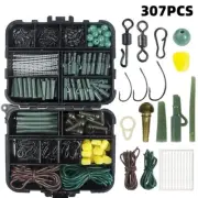 All Purpose Carp Fishing Tackle Kit with 307pcs Hooks Swivels Rigs Clips