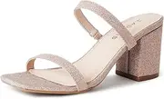 [J. Adams] Stormi Heeled Sandals Women Dressy Summer Flat Mules- Square Toe Double Band Low Block Heel Sandals - Chunky Sandals for Women - Summer Sandals, Womens Dress Sandals, Women's Heeled Sandals