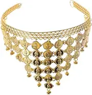 [WOONEKY] Style Dance Headchain Women's Festival Outfit Accessory Decorative Headband for Belly Dancing Golden