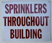 Sprinkler Throughout Building Sign(White, Reflective, Aluminum 10x12)-REF24-1027