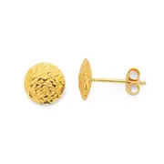 9ct Gold 8mm Diamond-cut Button Stud Earrings