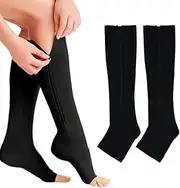 2 Pair Zipper Compression Socks Medical Toeless Easy on Off