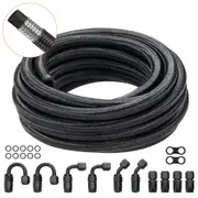 VEVOR 8AN Fuel Line Kit, 6.1 m Fuel Hose Kit, 1.0 cm Nylon Stainless Steel Braided Fuel Line Oil/Gas/Diesel Hose End Fitting Kit, with 12 PCS Swivel F
