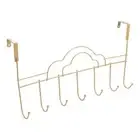 Nail-Free 7-Hook Over Door Hanger Gold Clothes Storage Rack Bathroom