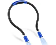 Rechargeable LED Neck Reading Light, Book Lights for Reading in Bed, 3 Brightness Levels, 2 Flexible Soft Silicone Arms Comfortable Wear, Long Lasting-Blue