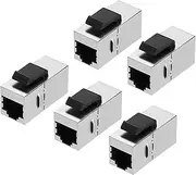 uxcell 5 Pack RJ45 Cat 6A Ethernet Coupler, Cat6A Shielded Coupler Jacks Female to Female Ethernet Adapter, Silver