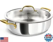 MICHELANGELO 12 Inch Stainless Steel Pan with Lid - Large Saute Pan with Lid,