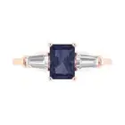 2.0ct Emerald 3 stone Blue Sapphire Promise Bridal Engagement Ring 14k Rose Gold