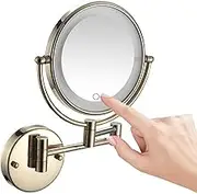 LED Makeup Mirror with Lights, Double Sided Magnifying Mirror, Wall Mounted 360° Swivel Extendable Vanity Mirror - for Bathroom Bedroom Zirconium Gold, Usd 3X