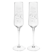 2pc Gibson Gifts Golden Anniversary Flutes Wine Glasses Drinkware Set Clear