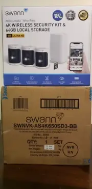 Swann - AllSecure 4K Wireless Security System w/ 3 Wire-Free Cameras, No Mont...
