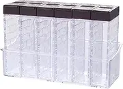 Salt and Pepper Set,6X Seasoning Containers Organizer - Empty Bottles, Clear Condiment Dispenser Set for Kitchen Pantry Restaurant BBQ Camping Picnic