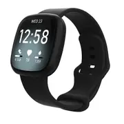 For Fitbit Versa 4 /Versa 3 Replacement Wrist Band Wristband Silicone Sports Watch Strap Loop (Black-Large Size)