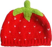 [TTETTZ] Strawberry Hat Skull Pullover Cap Cute Versatile Lightweight Headgear Red Fruit Soft Creative Knit Beanie Cap Knitted Hat
