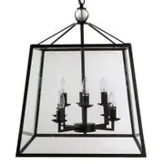 Fiorentino Tamarka Traditional Metal 8L Framed Glass Panel Box Pendant Light