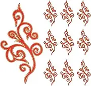 uxcell 10 Pack 7.3" Embroidery Appliques for Sewing, Embroidered Applique with Gold Trimming Floral Sew Iron on Patch for DIY Sewing Crafts Wedding Clothing Decor, Red