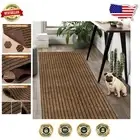 Elegant Brown Stripe Indoor/Outdoor Carpet Runner - Non-Slip, Washable Design