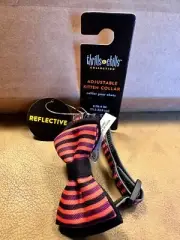 Cat Reflective Halloween Orange Striped Collar w/ bell & break away