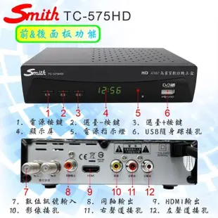 【Smith 史密斯】數位電視接收機+天線 TC-575HD+T6(數位機上盒+天線)