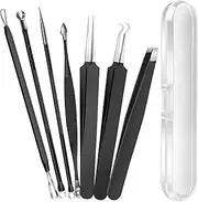 Teenitor Blackhead Remover Tools, Pimple Popper Tool Kit, Ingrown Hair Tweezers, Precision Tweezers, Surgical Grade Blackhead Extractor Pimple Extractor, Black