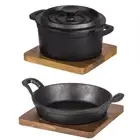 Davis & Waddell Cast Iron Pots and Pans Round Skillet Dutch Oven with Trivet