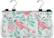 GuoChe Bedside Caddy Vintage Flowers Farmhouse Red Bedside Storage Bag Hanging Organizer for Bunk and Hospital Beds Dorm Rooms Bed Rails