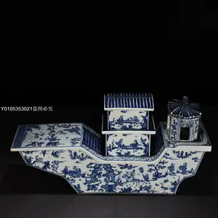 明宣德青花人物紋寶船34*60公分 195000R-7810R