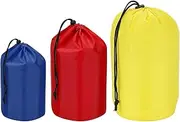 uxcell Stuff Sack 4x8/5x10/7x13, 3 Pcs Waterproof Outdoor Storage Sack Portable Drawstring Dust Flap Bag Sleeping Bag for Camping Hiking Backpacking, Navy Blue/Red/Yellow