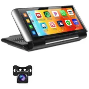 Portable Car Stereo Radio Carplay Android Auto Mirror Link 6.86Inch Foldable Screen Bluetooth FM Tr Black
