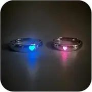 [ZMANYIJEW] Glowing Heart Ring Pink Blue Heart Couple Ring Funny Dark Luminous Ring Valentine's Day Heart Glow in The Dark Ring Promise Ring Cool Rings for Women Men Valentine's Day Love Jewelry for Women Girls