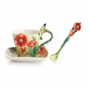 Franz Porcelain - Cup, Saucer, Spoon Set - Van Gogh Red Poppy