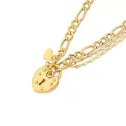 9ct 19cm Hollow Figaro 3+1 Padlock Bracelet
