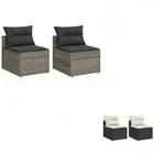 Garden Sofas Armless with Cushions Couch Settee Bedroom 2 pcs Poly Rattan vidaXL