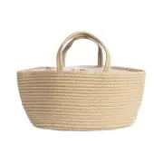 100% Cotton Rope Nappy Caddy with Liner - Tractor Ride/Gingham