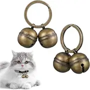 2 Strings in 4 Pieces Brass Bells Dog Bells Cat for Collar Loud Brass Pet with Key Rings Pendant Accessories Tracker for Training, Anti Lost