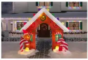 Gingerbread House Arch Candy Cane Gum Drops LED Giant 8 ft Inflatable FAST SHIP