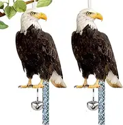 Owl Decoys to Scare Birds Away, 2pcs 10.6inch Acrylic Eagle Bird Scarers with Bird Deterrent Tape & Bell, Bird Scarers for Gardens Decorations(Eagle)