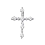 14k White Gold Round Diamond Simple Cross Religious Pendant 1/3 Cttw
