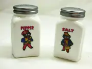 Milk White Glass Arch Salt & Pepper Shaker Set - Black Musicians in Color