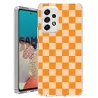 For Samsung Galaxy A23 5g A52 A53 TPU Case Cover+Glass(Checker Orange)