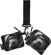 [XYMZR] Mini Zip Around Wristlet keychain Wallet Cool Gorilla Black White for Women Personalized Pattern Detachable Dual Pouch Wristlet Portable Wallet Phone Coin Purse, Multi-colored, One Size