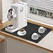Silicone Heat Resistant Mat for Coffee Maker,24''x16''x0.36''-for Fit Coffee Pot Espresso Machine Most Air Fryers Bottom Silicone Mat-Protects Countertops From Damage and Scratches Black