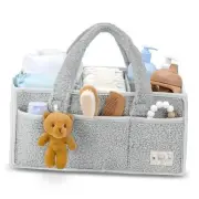 Baby Diaper Caddy Organizer with Handle - Portable Sherpa Nursery Basket -