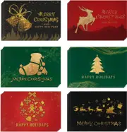 24pcs Premium Christmas Cards Xmas Cards 6 Styles Bulk Mixed Card Pack