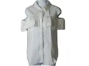 Philosophy Off Shoulder Button Front Shirt Top Blouse White Size M