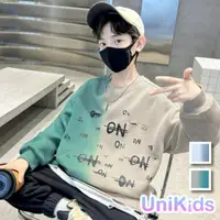 在飛比找momo購物網優惠-【UniKids】中大童裝長袖T恤 漸變色字母塗鴉 男大童裝