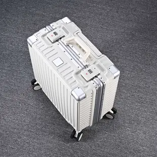 【CoCo箱包】雅典白行李箱 商務鋁框拉桿箱 18寸旅行密碼箱 20寸登機箱 學生行李箱 高檔皮箱