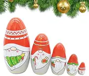 Christmas Nesting Dolls - Scandinavian Tomte with Push Pins, Statues with Accents, Christmas Nesting Dolls | Dwarf Nesting Dolls Set Without Christmas Face