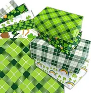 12 Sheets St. Patrick's Day Wrapping Paper Four-Leaf Clover Wrapping Paper Set 4 Design Double-Sided Printing Green Shamrocks Gift Wrapping Paper for St. Patrick's Day Party Supplies 20'' x 27''