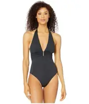 Bleu Rod Beattie All About U Plunge Halter Mio One-Piece Black 6